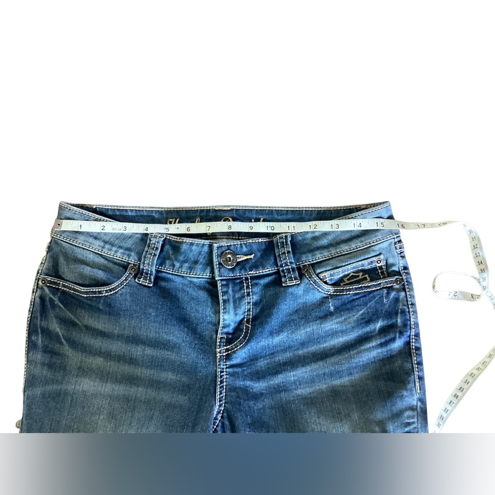 Harley-Davidson Womens Faded Blue Skinny Jeans Size 10 Biker Denim - Picture 5 of 7